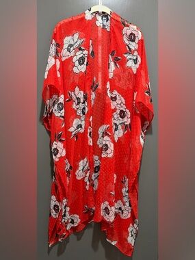 Lane Bryant Red Floral Kimono